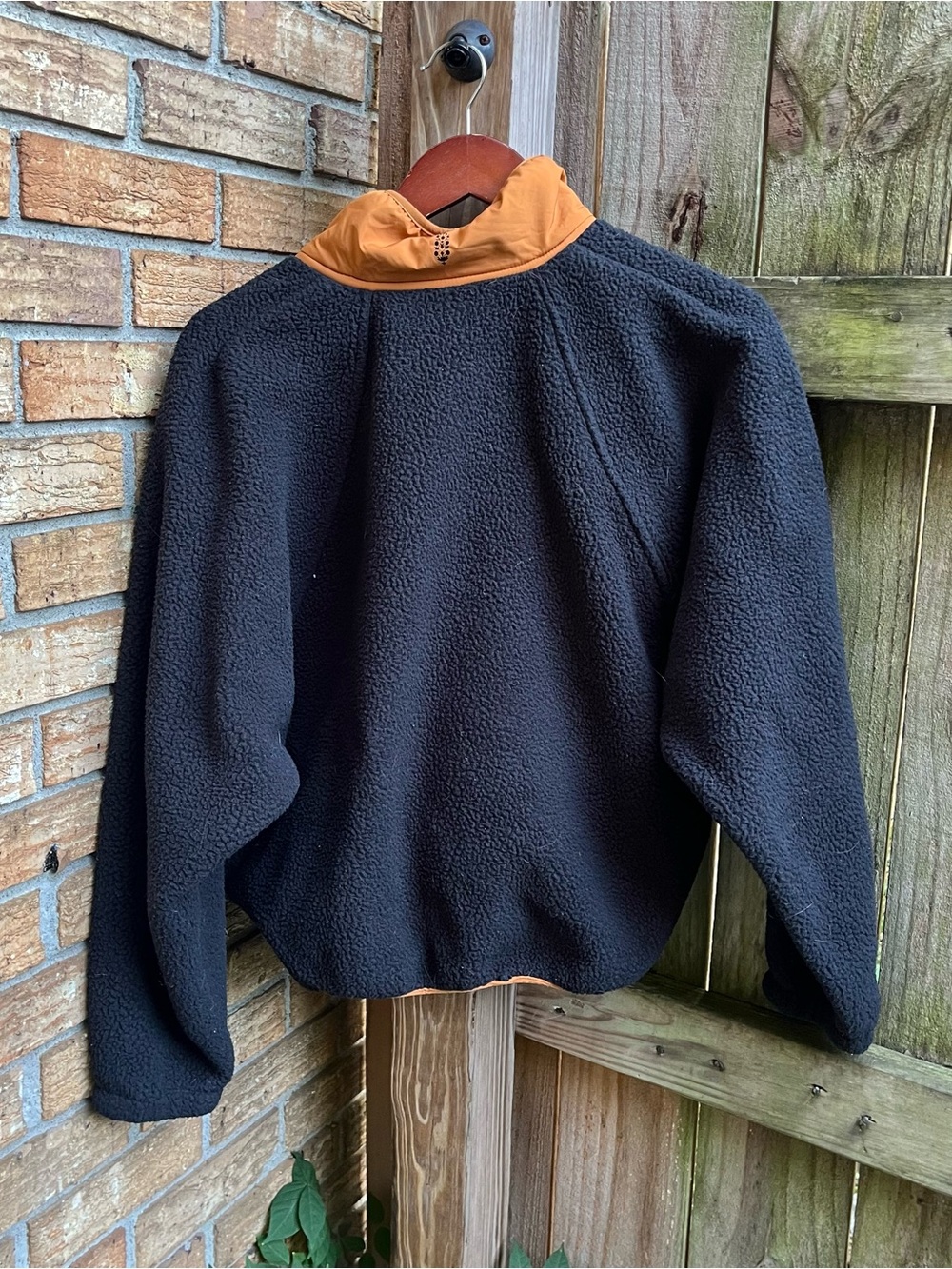 FP Movement by Free People Hit The Slipes Black Fleece Pullover with Tan Accents - Picture 3 of 4